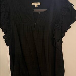 Max Studio Black Crochet Sleeve Blouse